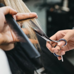 cutting hair with thinning shears